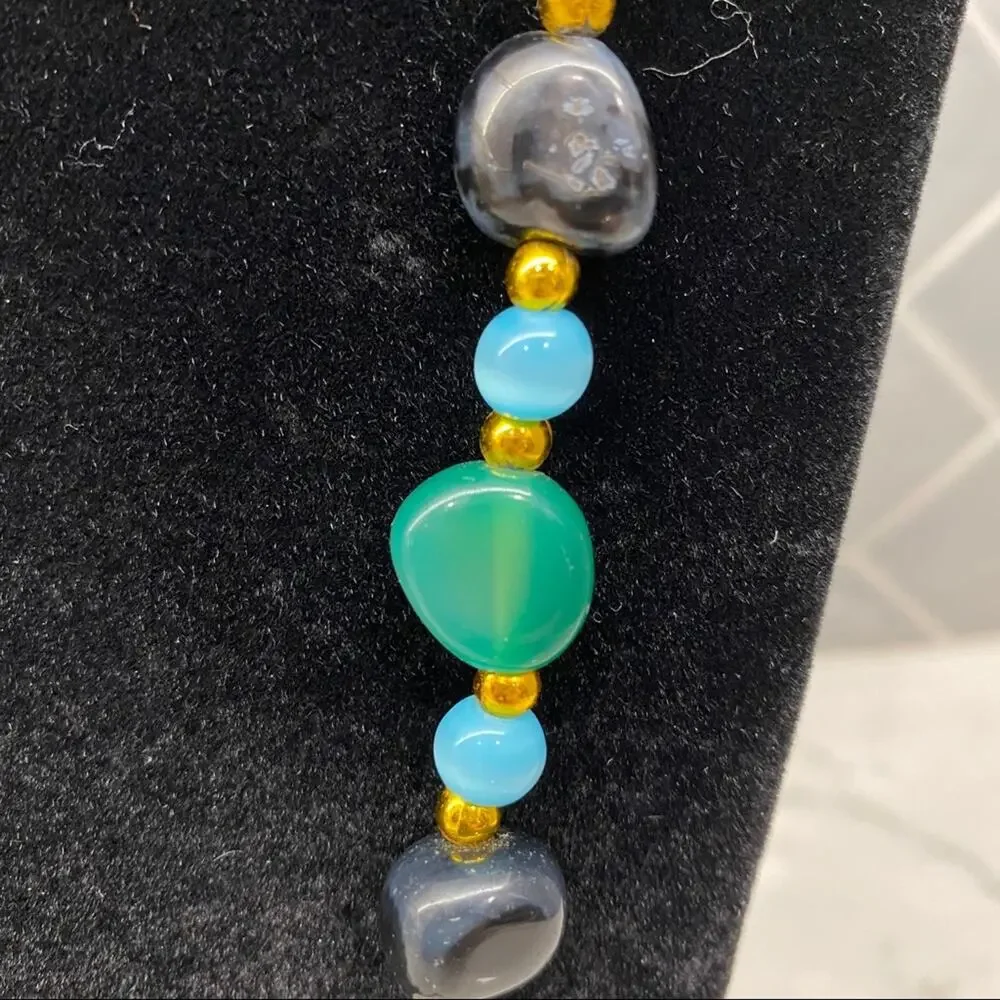 Beggars Bead Semi-Precious Gemstones multi color beaded Necklace